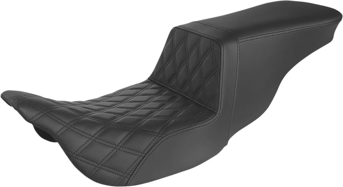 0801-1424 - SADDLEMEN Step-Up Seat - Front Lattice Stitch - Black - FLH 808-07B-192