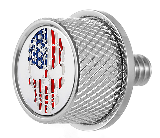 0820-0179 - FIGURATI DESIGNS Seat Mounting Knob - Stainless Steel - Skull FD24-SEAT KN-SS