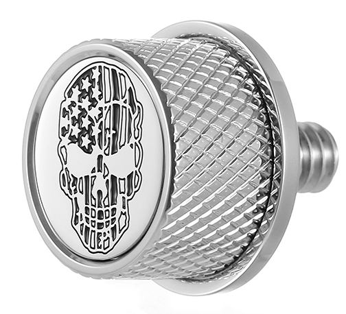 0820-0181 - FIGURATI DESIGNS Seat Mounting Knob - Stainless Steel - Skull - Contrast Cut FD27-SEAT KN-SS