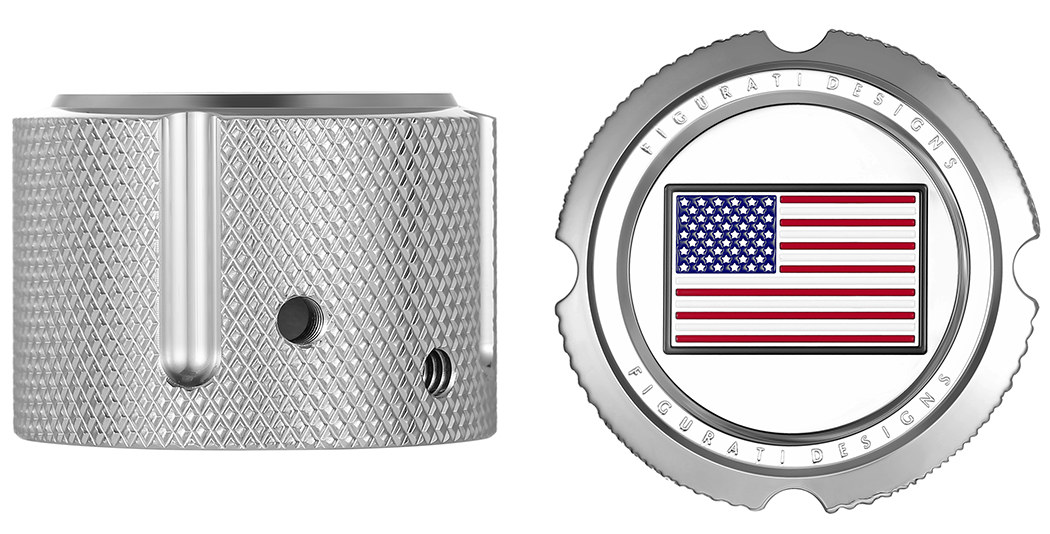 FIGURATI DESIGNS Front Axle Nut Cover - Stainless Steel - Red/White/Blue Flag - Reversed FD20-FAC-SS