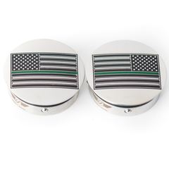 1303-0373 - FIGURATI DESIGNS Swing Arm Covers - Green Line American Flag - Custom - Reversed FD72-AFGL-SS