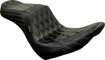 0802-1473 - LE PERA Tailwhip Seat - Diamond w/ Chestnut Stitching - Black - FXLR/FLSB '18-'22 LYR-580DD-CHET