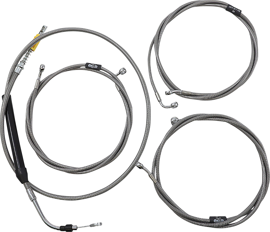 0662-1102 - LA CHOPPERS Handlebar Cable/Brake Line Kit  - 18" - 20" Ape Hanger Handlebars - Stainless Steel LA-8058KT-19