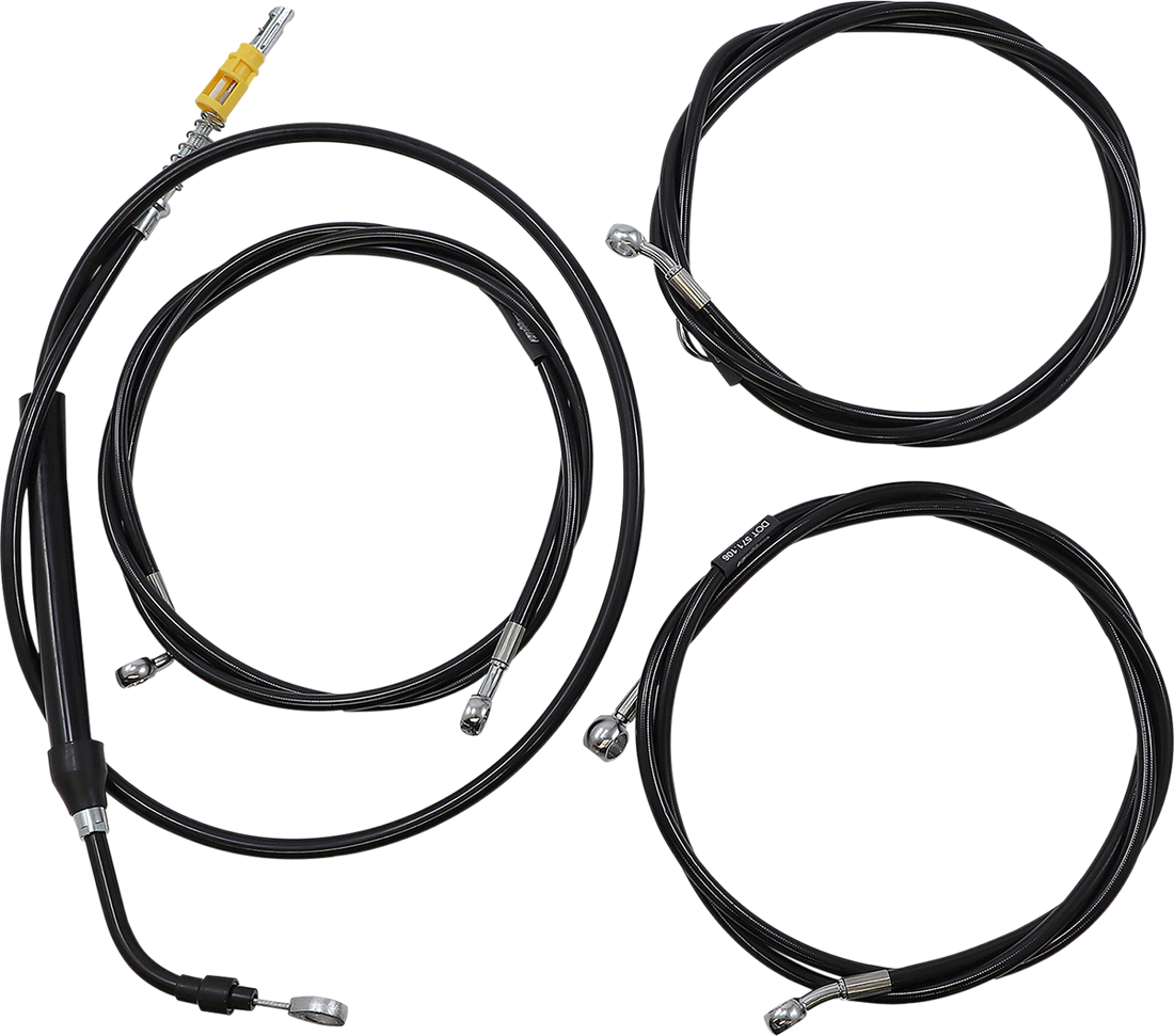 0662-1109 - LA CHOPPERS Handlebar Cable/Brake Line Kit - Complete - 12" - 14" Ape Hanger Handlebars - Black Vinyl LA-8058KT2-13B