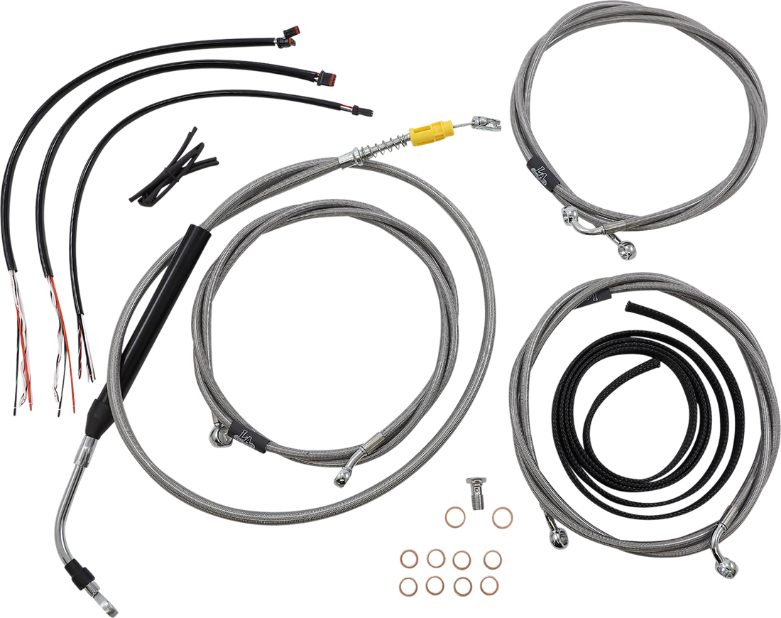 0662-1111 - LA CHOPPERS Handlebar Cable/Brake Line Kit - Complete - 15" - 17" Ape Hanger Handlebars - Stainless LA-8058KT2-16