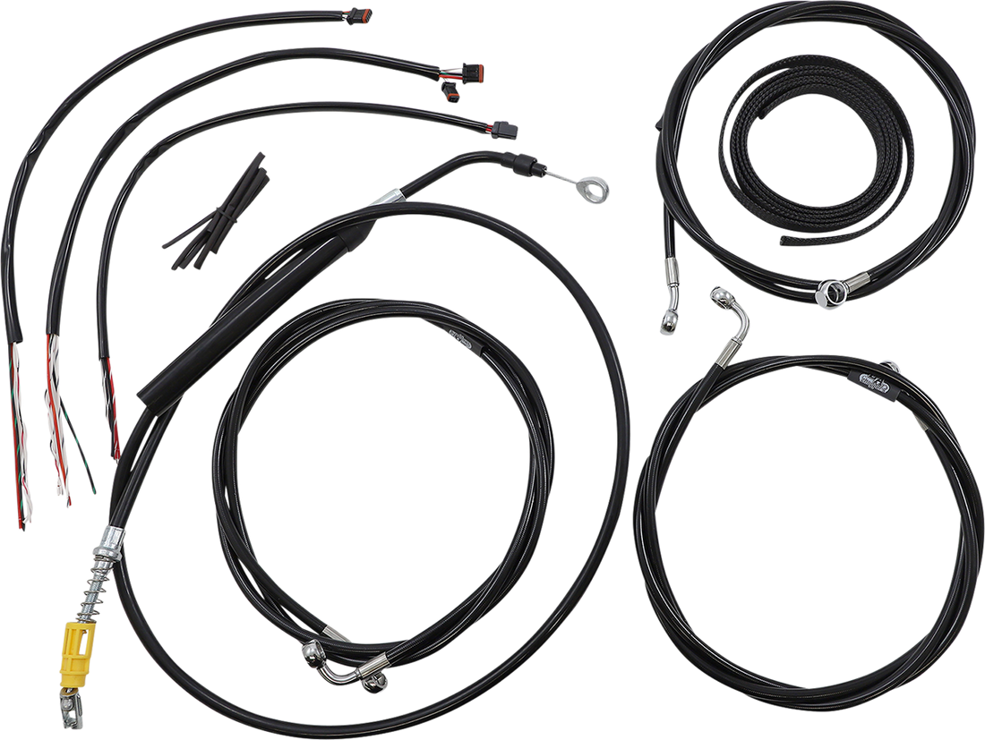 0662-1112 - LA CHOPPERS Handlebar Cable/Brake Line Kit - Complete - 15" - 17" Ape Hanger Handlebars - Black Vinyl LA-8058KT2-16B