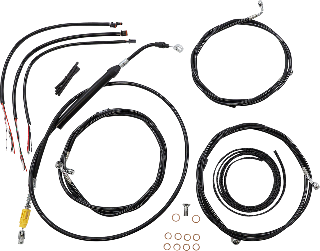 0662-1115 - LA CHOPPERS Handlebar Cable/Brake Line Kit - Complete - 18" - 20" Ape Hanger Handlebars - Black Vinyl LA-8058KT2-19B