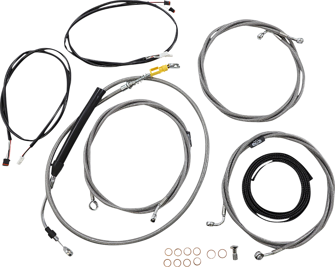 0662-1123 - LA CHOPPERS Cable Kit - 15" - 17" Ape Hanger Handlebars - ABS - Stainless LA-8058KT3-16