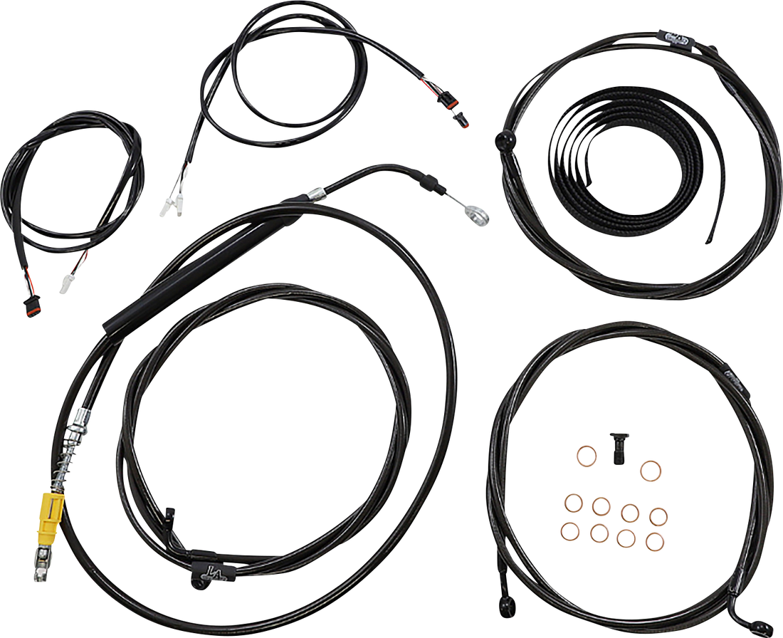 0662-1122 - LA CHOPPERS Cable Kit - 12" - 14" Ape Hanger Handlebars - ABS - Midnight LA-8058KT3-13M