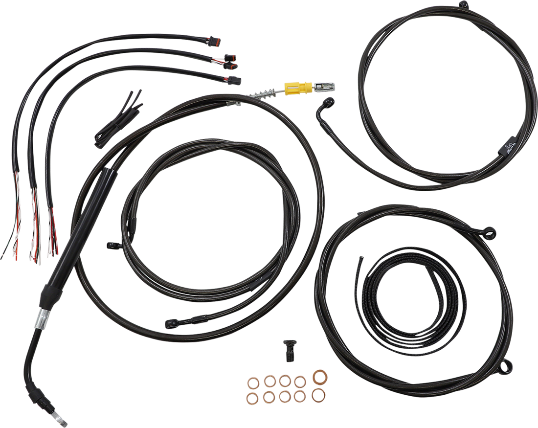 0662-1116 - LA CHOPPERS Cable Kit - 18" - 20" Ape Hanger Handlebars - Midnight LA-8058KT2-19M