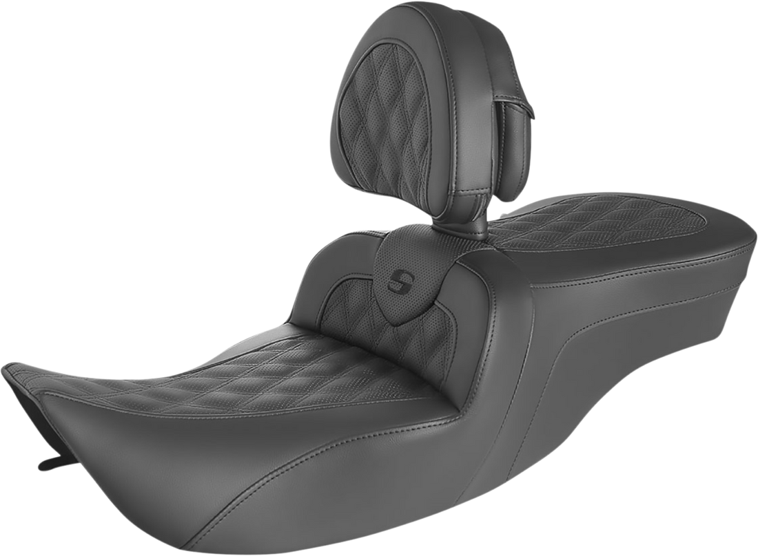 0801-1409 - SADDLEMEN Roadsofa* Seat - Full Lattice Stitch - With Backrest 897-06-182BR