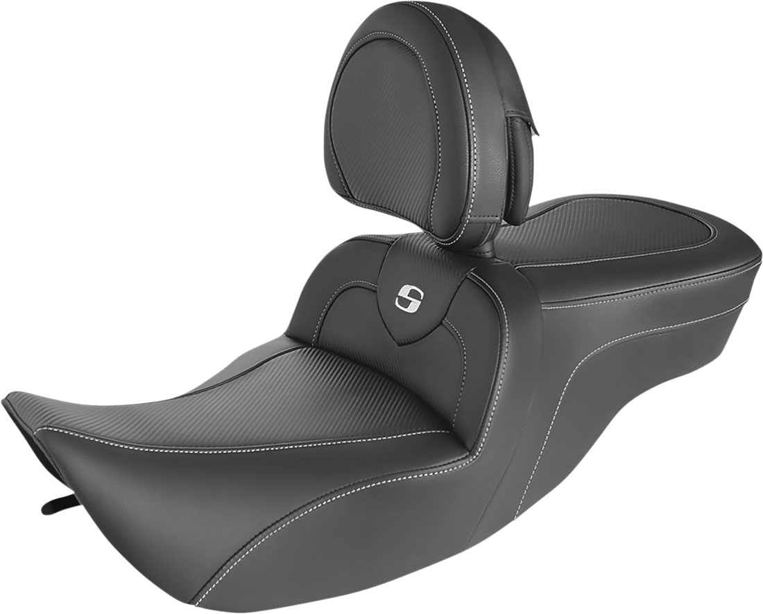0801-1412 - SADDLEMEN Roadsofa* Seat - Carbon Fiber - With Backrest 897-06-185BR