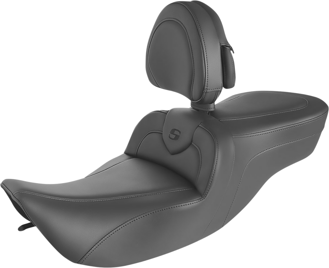 0801-1416 - SADDLEMEN RoadSofa* Seat - With Backrest - Black W/Black Stitching 897-06-187BR