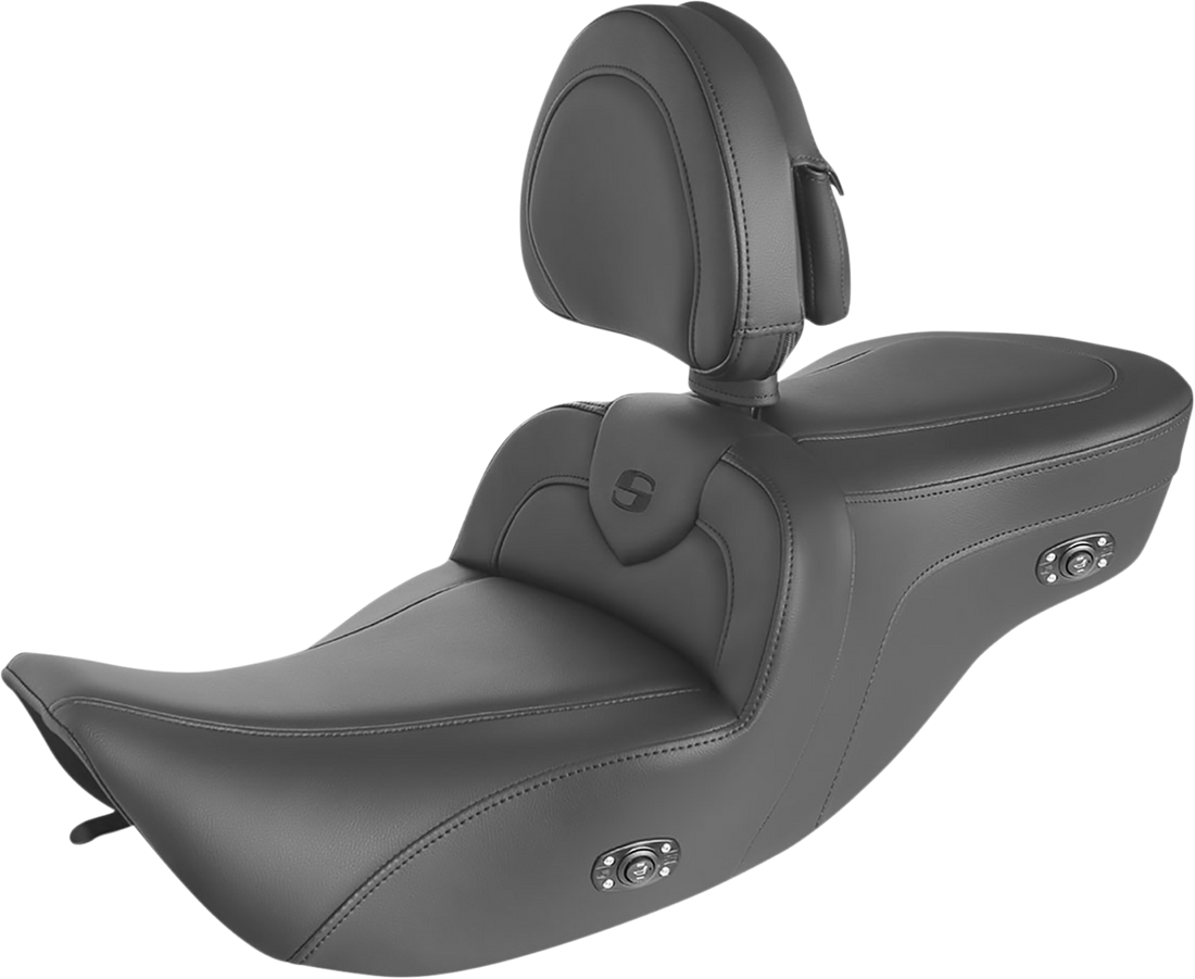 0801-1417 - SADDLEMEN Heated RoadSofa* Seat - With Backrest - Black W/Black Stitching 897-06-187BRHCT