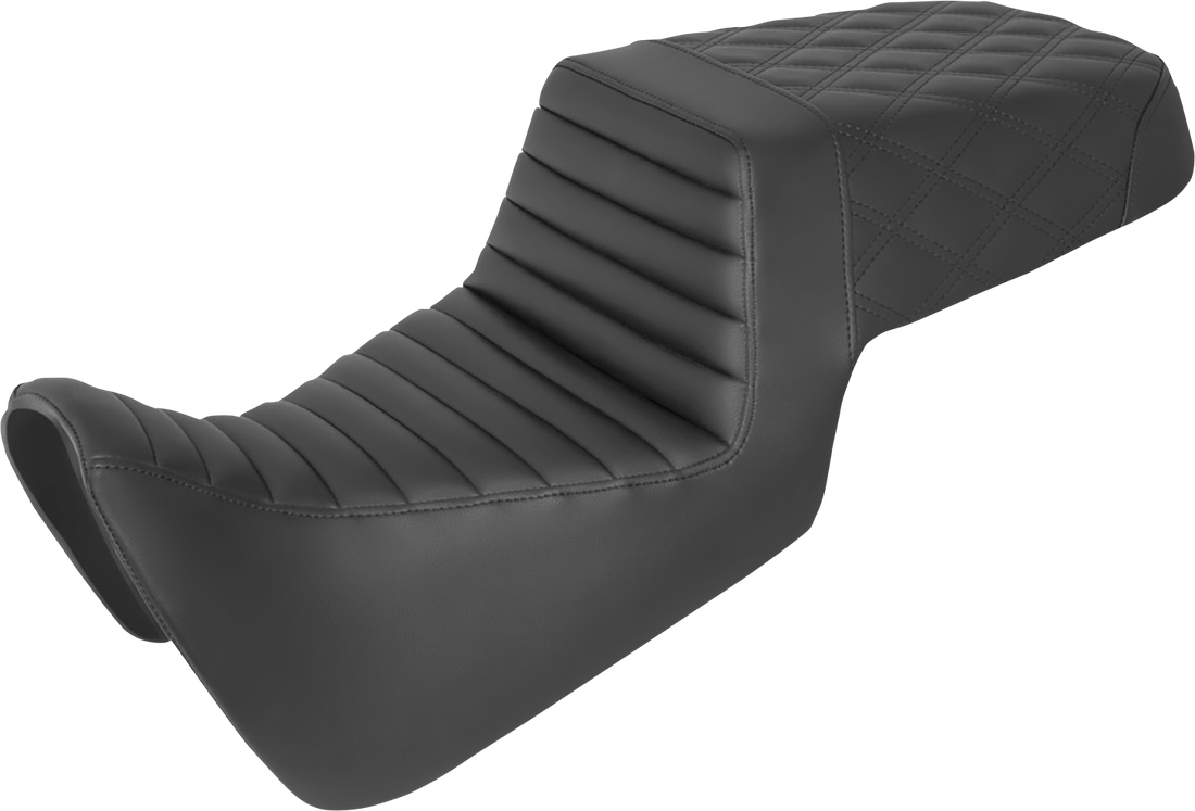 0810-2377 - SADDLEMEN Step Up Seat - Front Tuck-n-Roll/Rear Lattice Stitch - Black 821-34-176