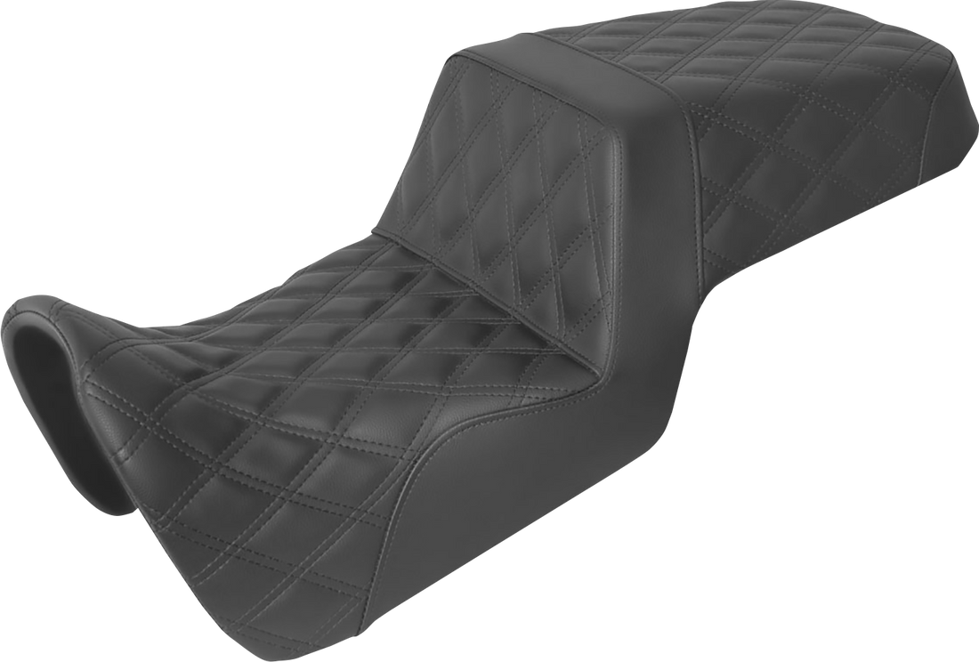0810-2376 - SADDLEMEN Step Up Seat - Full Lattice Stitch - Black 821-34-175