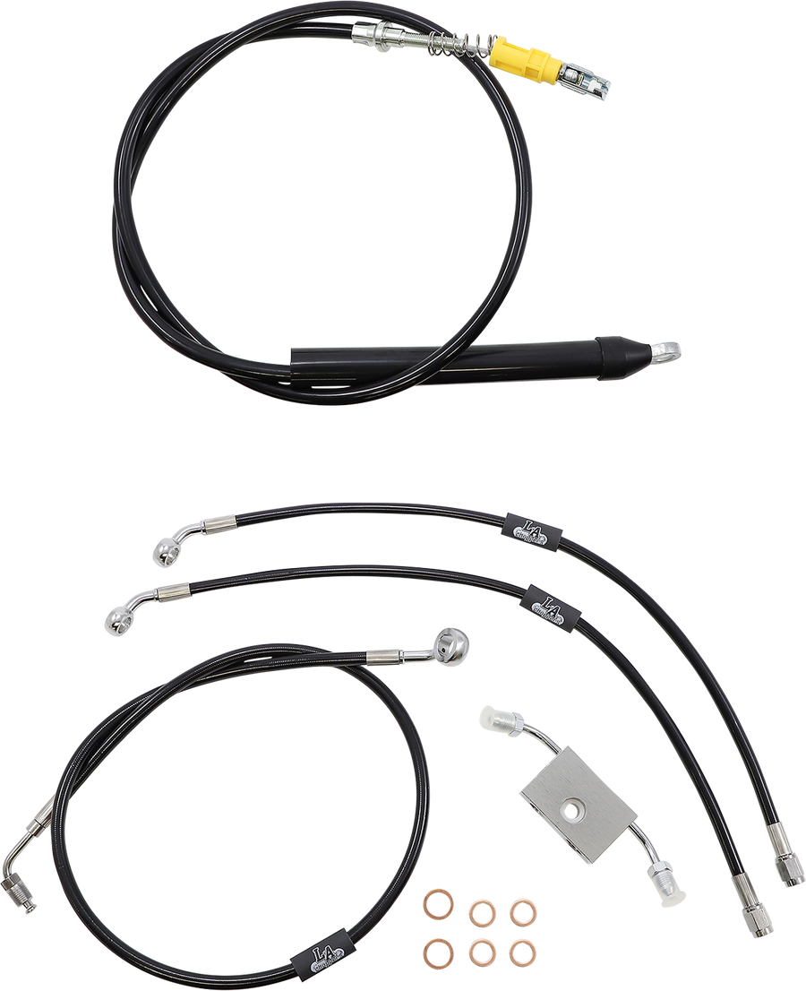0662-0868 - LA CHOPPERS Handlebar Cable/Brake Line Kit?- Quick Connect - 18" - 20" Ape Hanger Handlebars - Black Vinyl LA-8157KT-19B