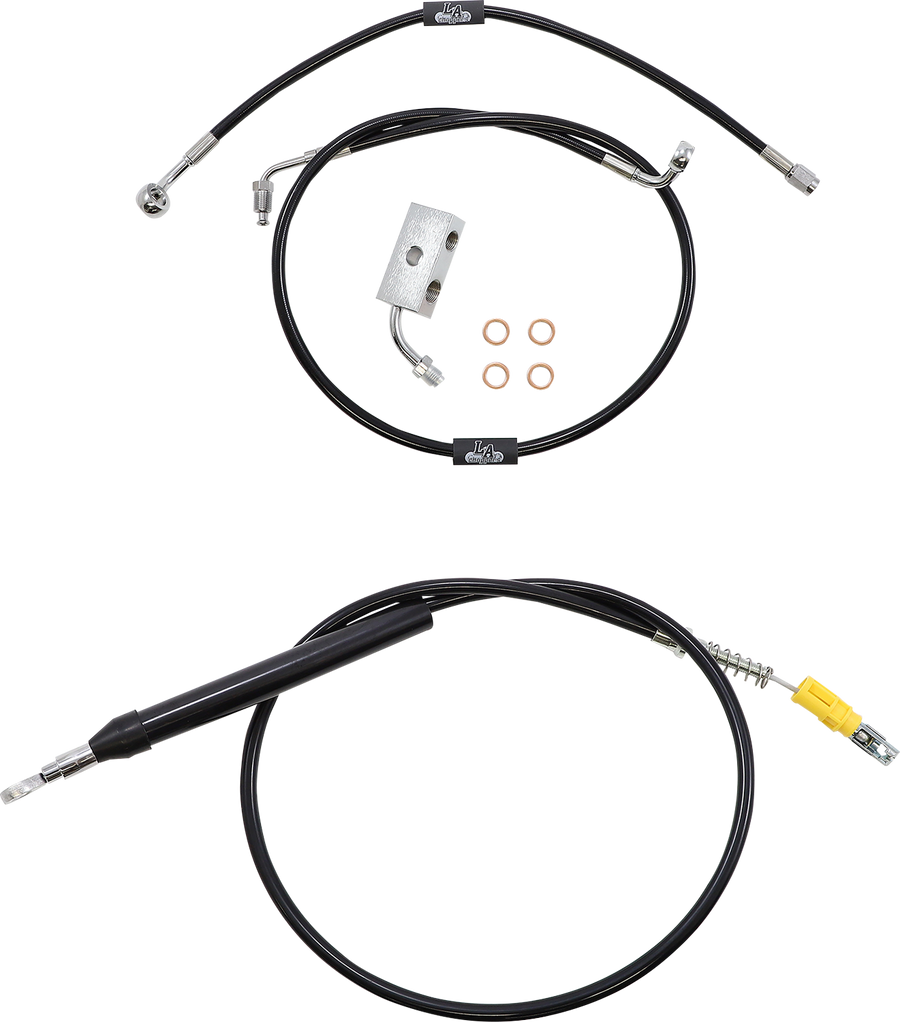 0662-0835 - LA CHOPPERS Handlebar Cable/Brake Line Kit - 15" - 17" Ape Hanger Handlebars - Black Vinyl LA-8155KT-16B