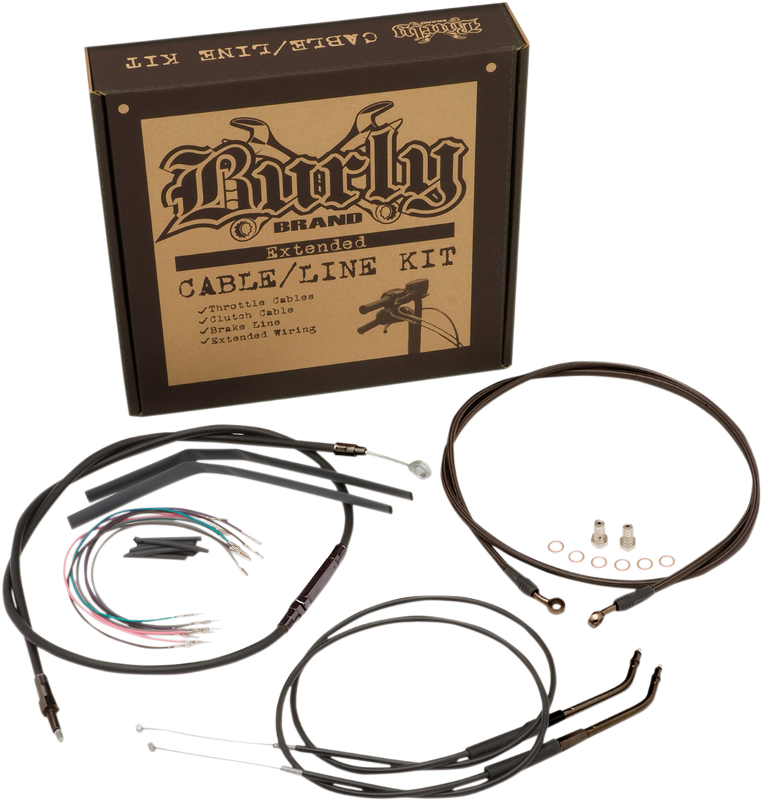 0610-1912 - BURLY BRAND Cable Kit - Jail Bar - 12" Handlebars - Black Vinyl B30-1136