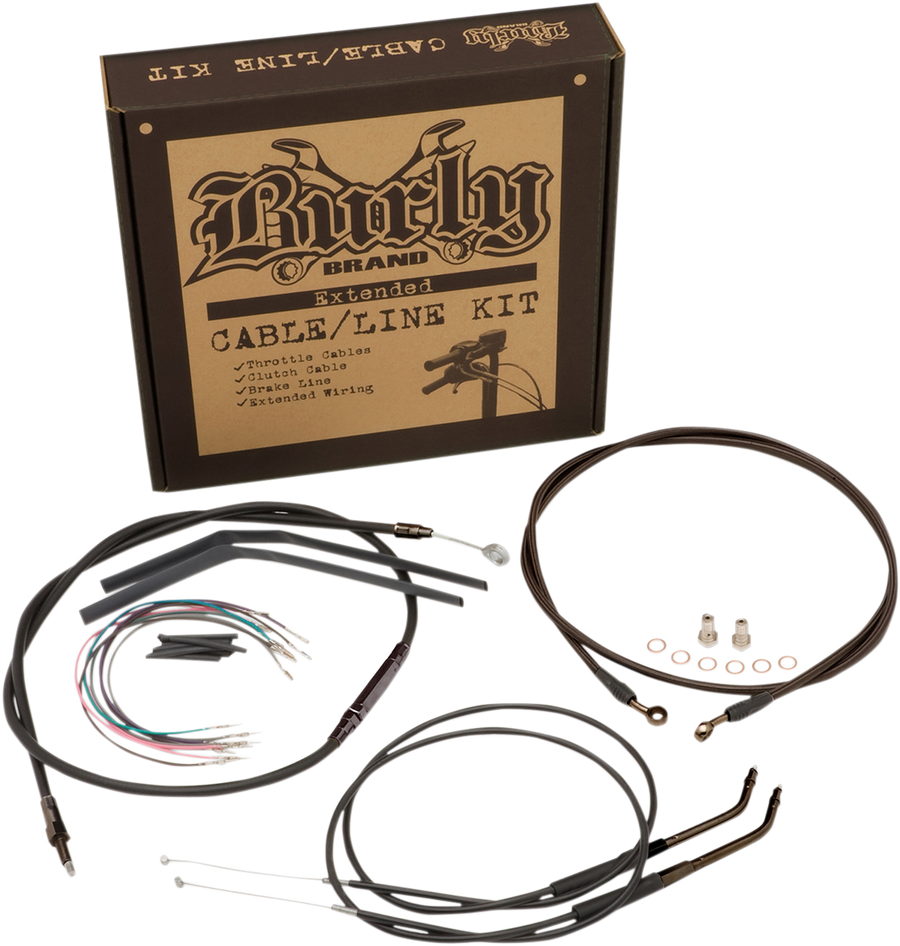 0610-1913 - BURLY BRAND Cable Kit - Jail Bar - 14" Handlebars - Black Vinyl B30-1137