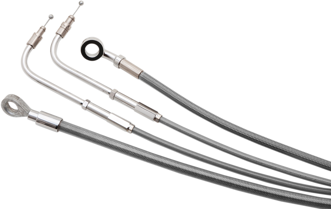 0610-2056 - BURLY BRAND Handlebar Cable/Brake Line Kit - Complete - 14" Ape Hanger Handlebars - Stainless Steel B30-1152