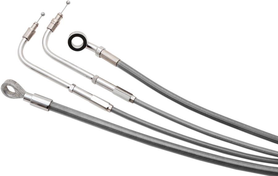 0610-2057 - BURLY BRAND Handlebar Cable/Brake Line Kit - Complete - 16" Ape Hanger Handlebars - Stainless Steel B30-1153