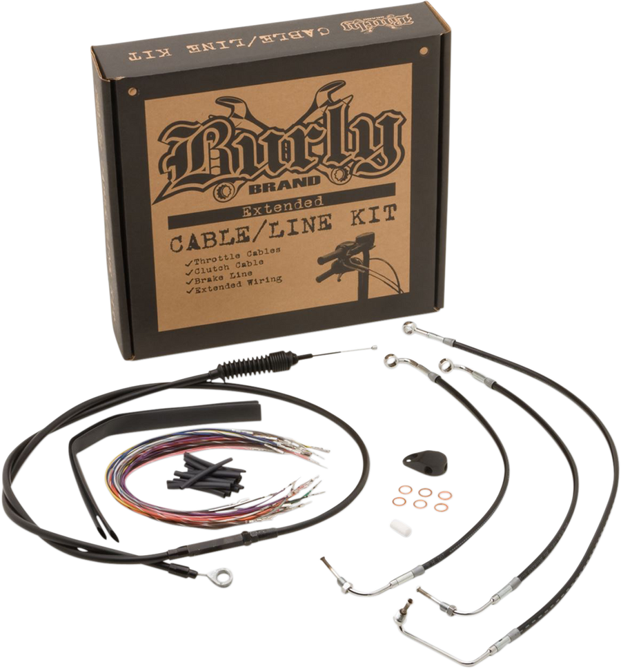 0662-0544 - BURLY BRAND Handlebar Cable/Brake Line Kit - Complete - 13" Ape Hanger Handlebars - Stainless Steel B30-1238