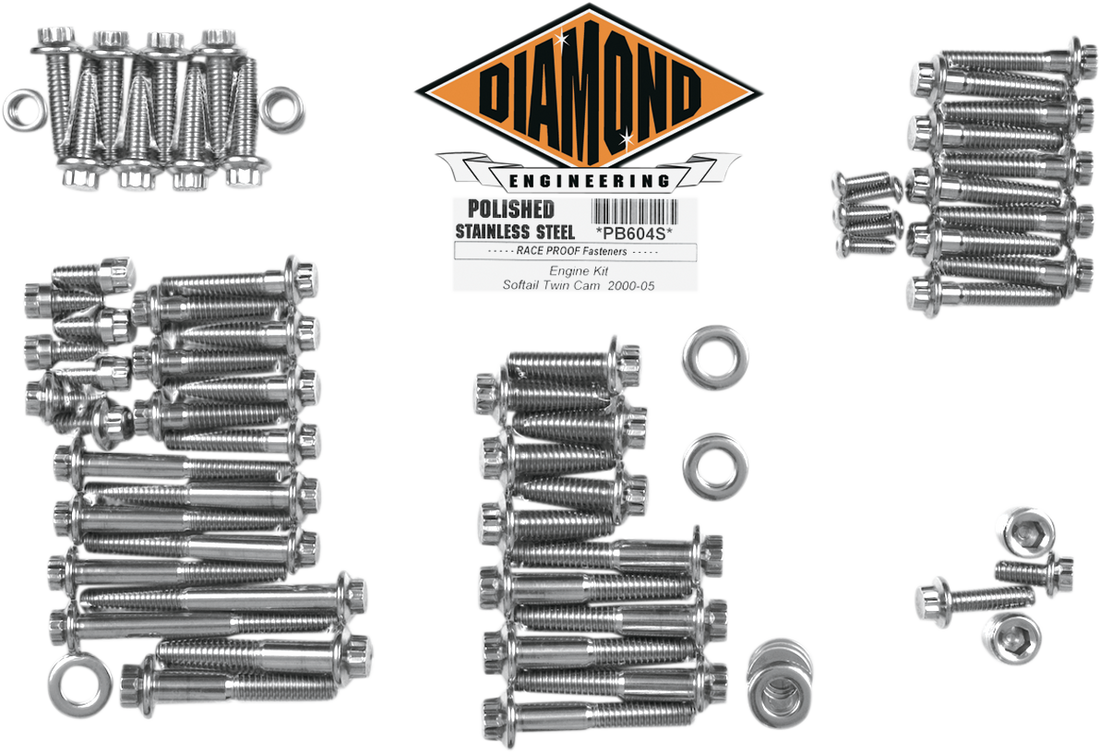 2401-0131 - DIAMOND ENGINEERING Motor Bolt Kit - Softail '00-'06 PB604S