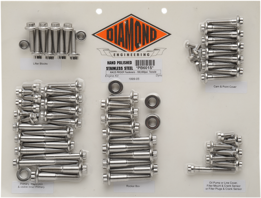 2401-0144 - DIAMOND ENGINEERING Motor Bolt Kit - '99-'05 FXD PB601S