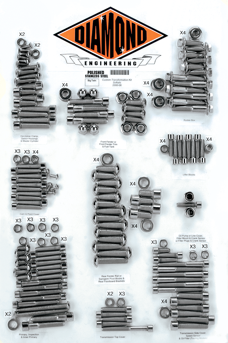 2401-0218 - DIAMOND ENGINEERING Transformation Bolt Kit - '00-'06 Softail DE6009HP