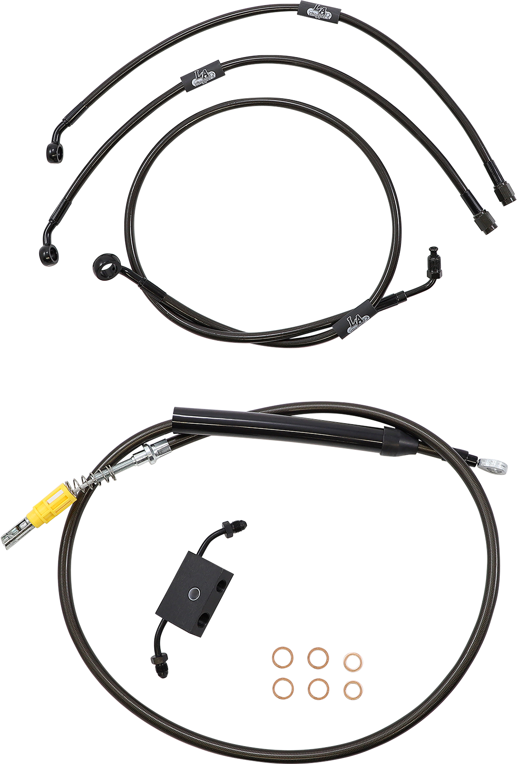 0662-0869 - LA CHOPPERS Handlebar Cable/Brake Line Kit?- Quick Connect - 18" - 20" Ape Hanger Handlebars - Midnight LA-8157KT-19M
