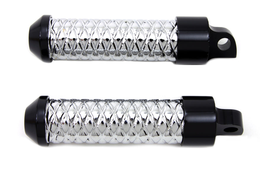 27-1081 - Chrome Bullet Style Footpeg Set with Black Ends