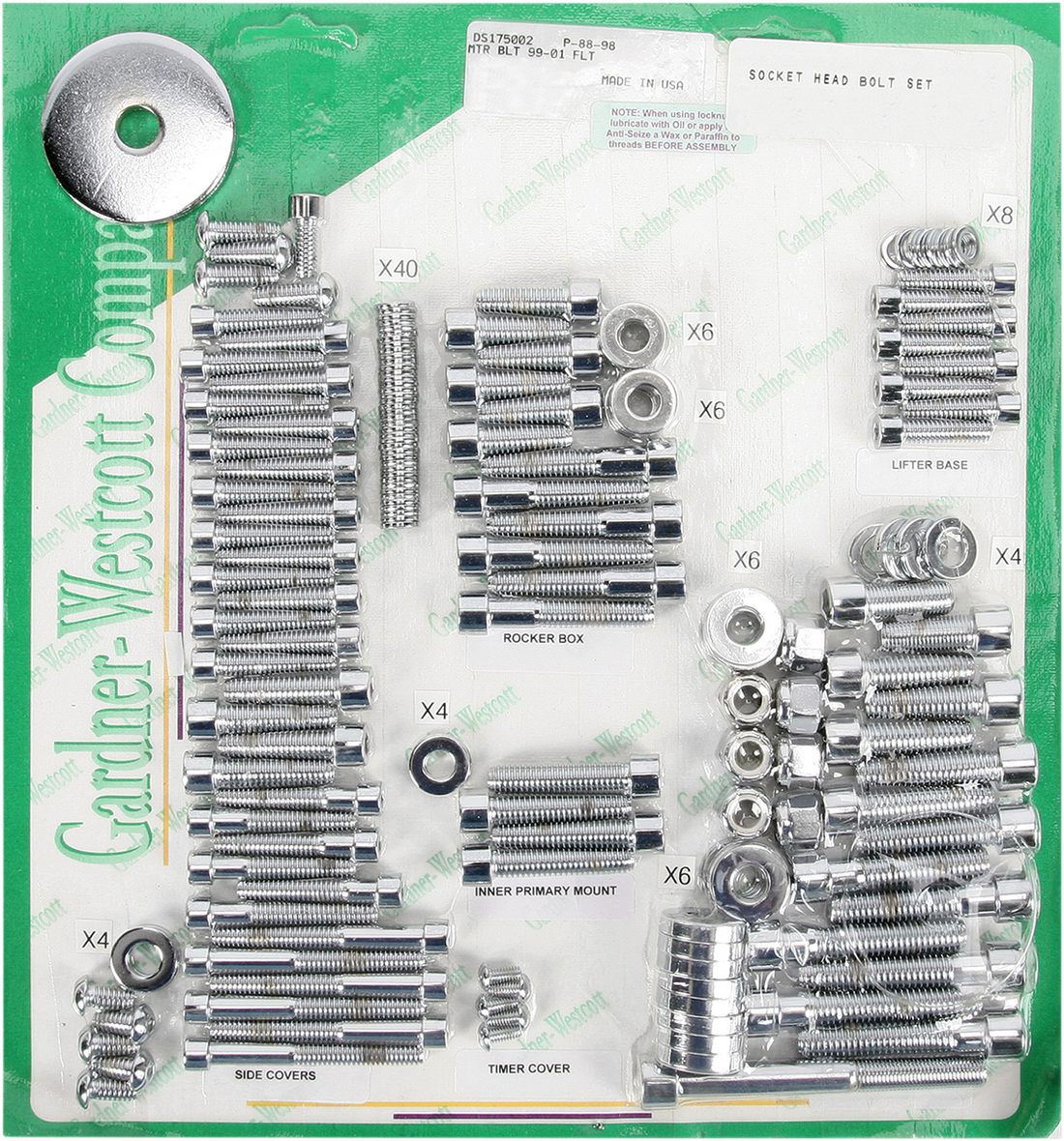 DS175002 - GARDNER-WESTCOTT Motor Bolt Set - '99-'06 FLT P-88-98