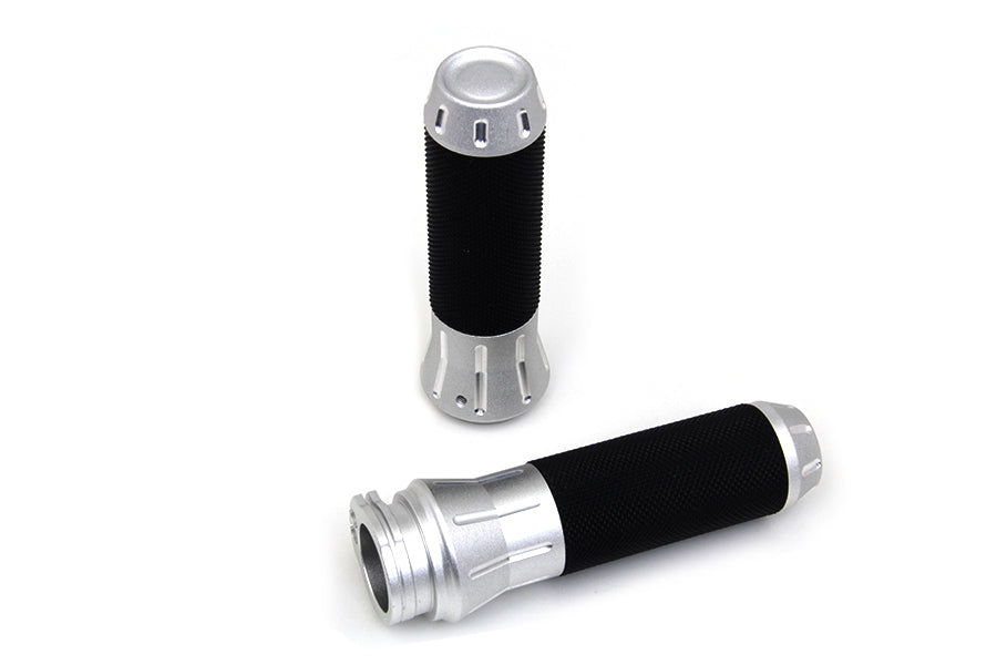 28-0246 - Black Grip Set with Silver End Caps