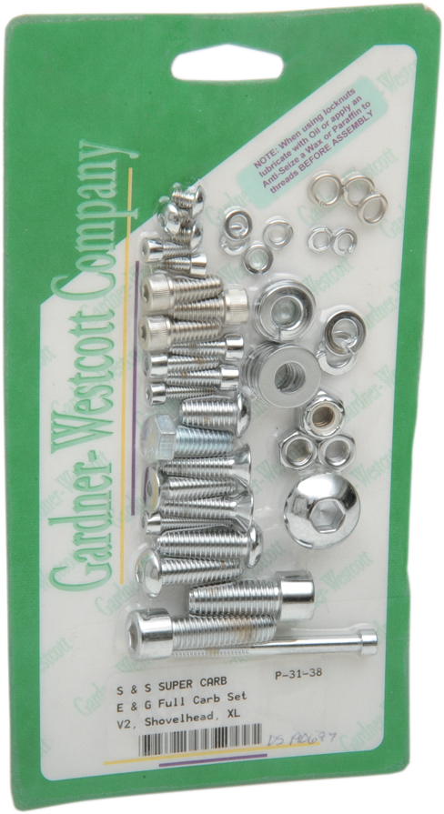 DS-190697 - GARDNER-WESTCOTT S&S E & G Carburetor Body and Air Cleaner Bolts - Chrome P-31-38