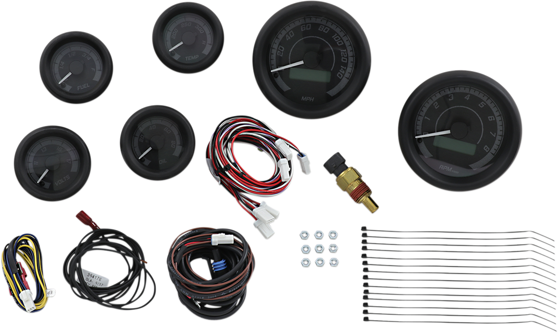 2212-0437 - DAKOTA DIGITAL MVX-8K Series Analog/Digital 6-Gauge Kit - Black Bezel - Black Face with Gray Background MVX-8604-KG-K