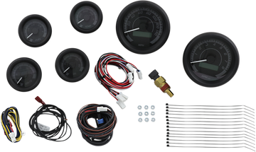 2212-0437 - DAKOTA DIGITAL MVX-8K Series Analog/Digital 6-Gauge Kit - Black Bezel - Black Face with Gray Background MVX-8604-KG-K