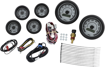 2212-0441 - DAKOTA DIGITAL MVX-8K Series Analog/Digital 6-Gauge Kit - Black Bezel - White Face with Gray Background MVX-8604-WK-K