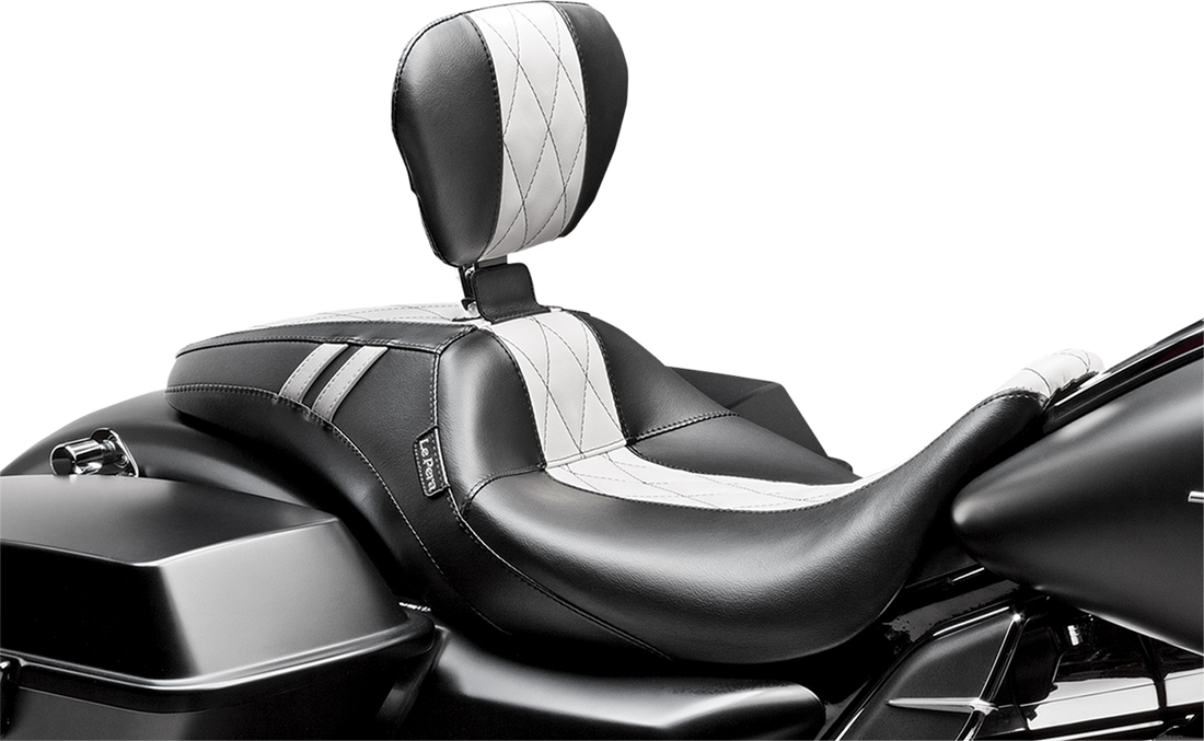 0801-0848 - LE PERA Outcast GT Seat - Full-Length - With Backrest - Black Double Diamond W/White Inlay LK-987BRGTWDM