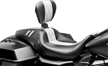 0801-0848 - LE PERA Outcast GT Seat - Full-Length - With Backrest - Black Double Diamond W/White Inlay LK-987BRGTWDM