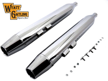 30-0639 - Wyatt Gatling Muffler Set with Chrome Long Tapered End Tips