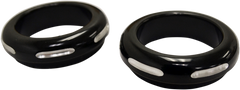 0406-0059 - LA CHOPPERS Fork Dust Covers - 39 mm - Machined - Black/Silver LA-7503-39B2