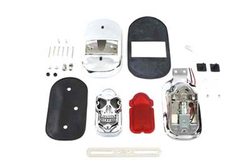 33-0190 - Chrome Tombstone Tail Lamp Kit with Skull Grill