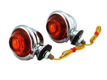 33-1124 - Chrome Turn Signal Set Bullet with Amber Lens