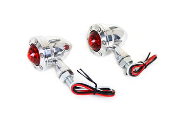 33-1651 - LED Bullet Turn Signal Set Polished with Red Lens