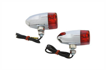 33-2132 - Chrome Snake Eye Marker Lamp Set Red