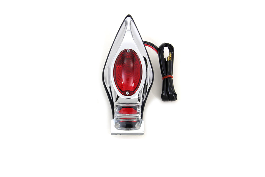 33-3036 - Chrome Tear Drop Bulb Tail Lamp Assembly with Red Lens