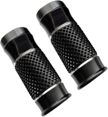 0411-0140 - EDDIE TROTTA DESIGNS Fork Slider Covers - Cross-Cut Black Anodized - Extended +2" TC-964B