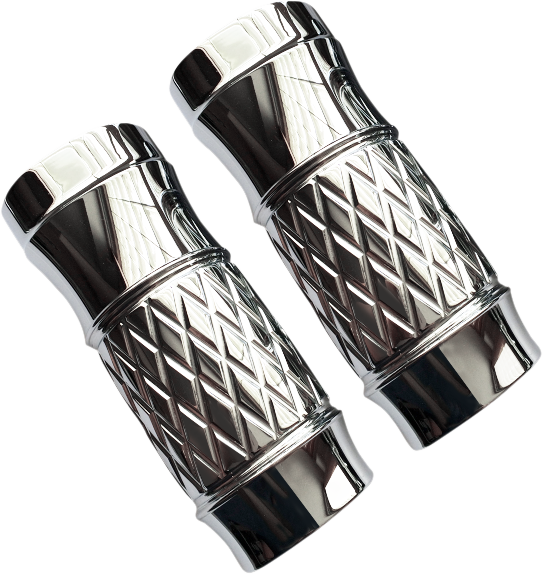 EDDIE TROTTA DESIGNS Fork Slider Covers - Platinum-Cut Chrome - Extended +2" TC-965