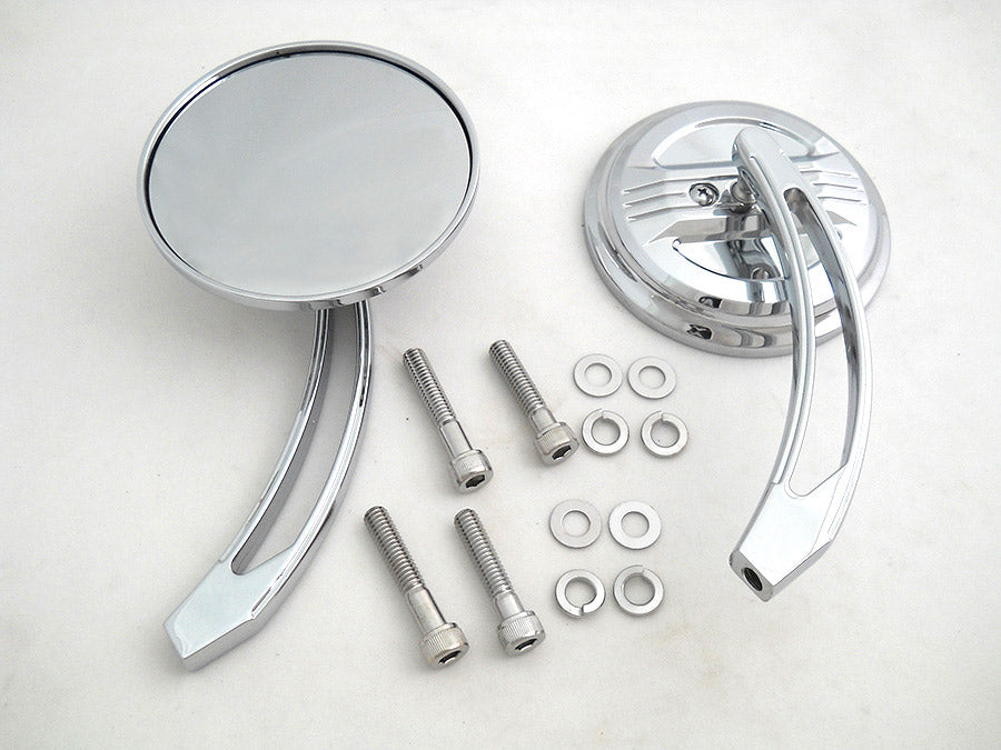 34-0017 - Air Flow Mirror Set with Curved Billet Stems